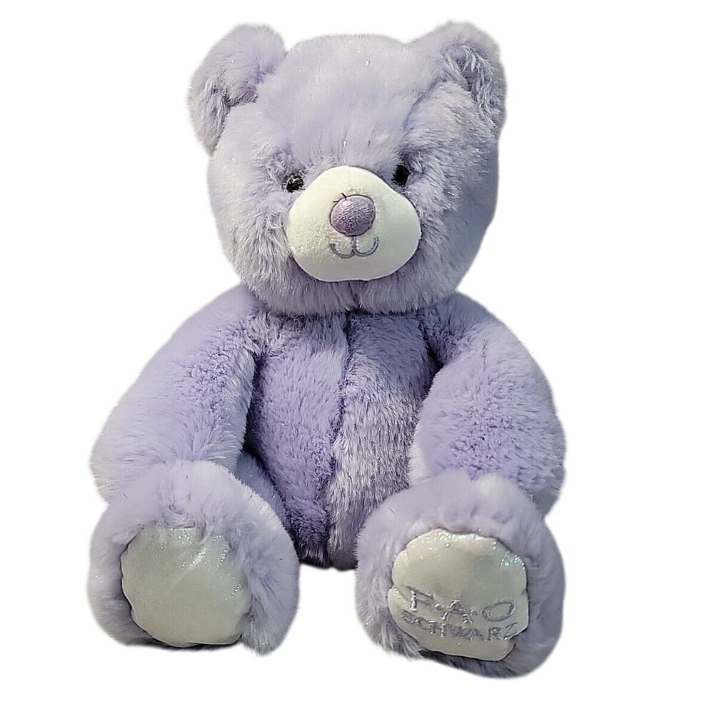 FAO‎ Schwarz Purple Teddy Bear Plush 10" Glitter Sparkle Stuffed Animal